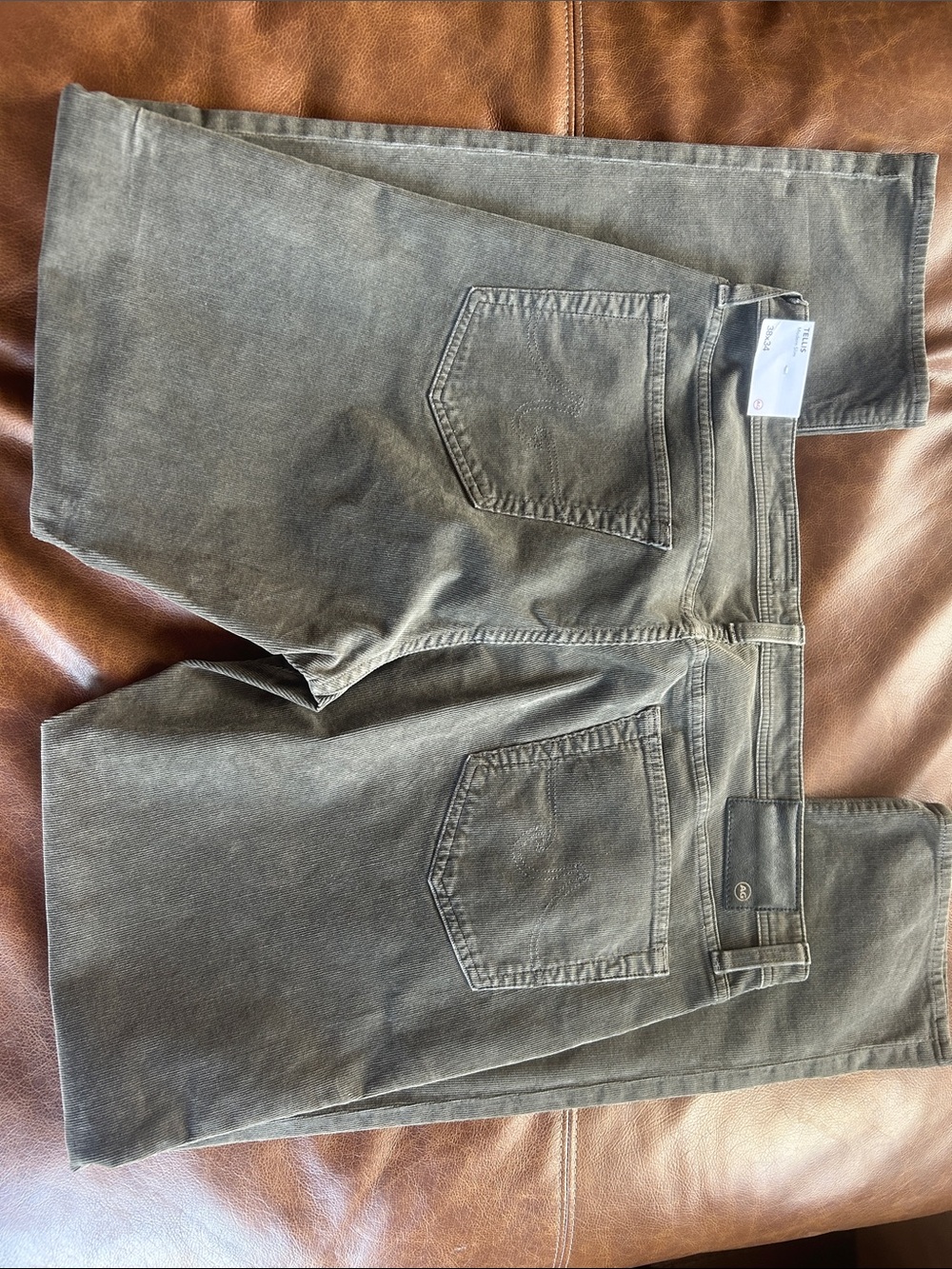 Tellis Olive Corduroy modern slim Pants 38x34